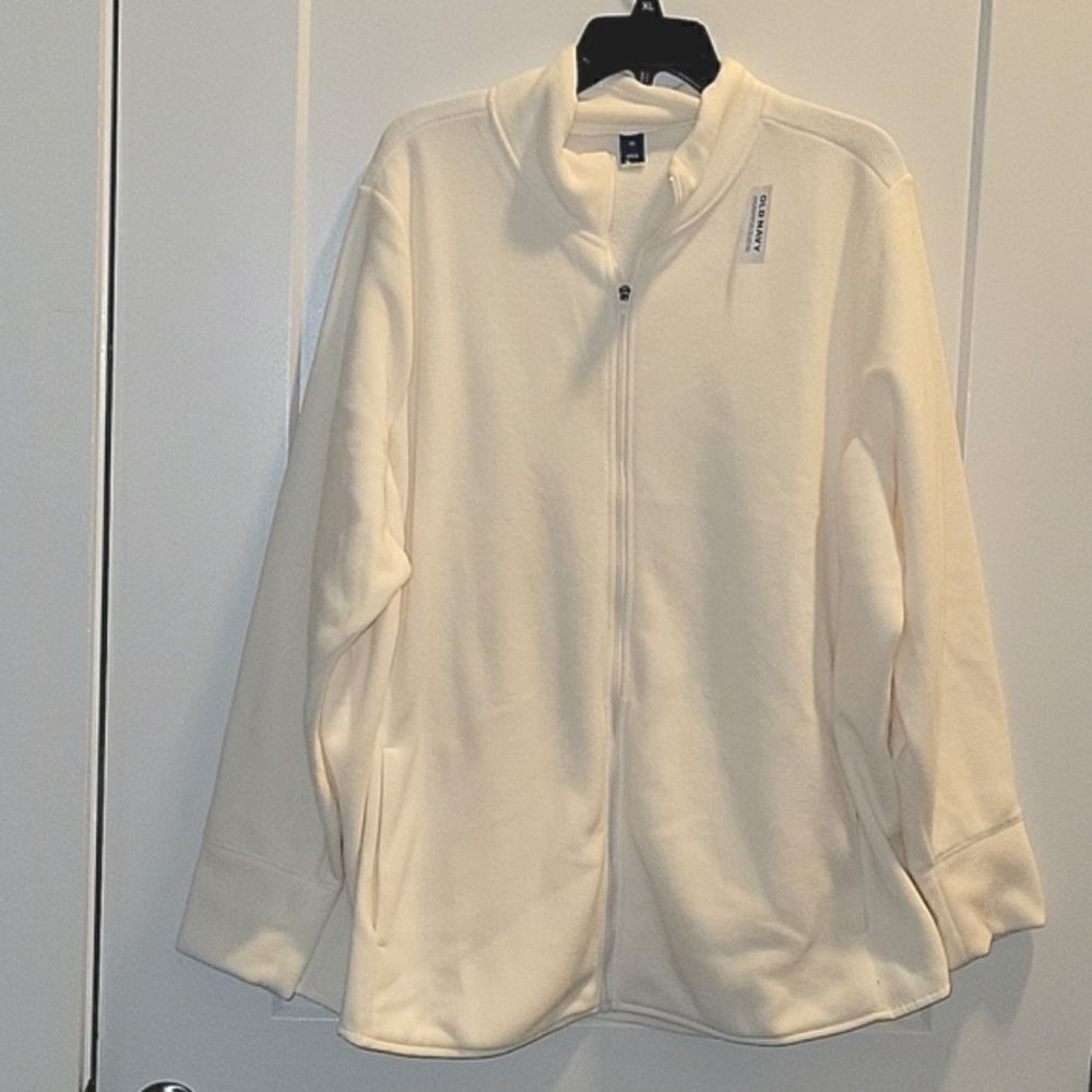 OLD Navy Full-Zip Fleece Jacket in Cream 3X NWT Pockets